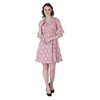 OM SAI LATEST CREATION Womens Crepe A-Line Western Dress for Women | Ruffled Sleeve, Knee-Length Dress | Midi Western Dress for