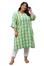 Aurelia Women Lime Sherbet Dobby Floral Yarn Dyed Straight Kurta_22Aua13529P-702541_3Xl