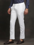 Turtle Men Cotton Linen Ultra Slim Fit Solid White Flat Front Casual Trouser || Pant || Mens Trouser