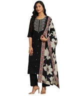 Libas WomenS Viscose Kurta Set (400587R_Black