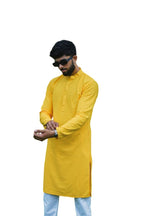 LookMark Present Mens Pure Rayon Chikankari Sequins Kurta||Mens Chikankari Yellow Coloured Kurta|| AZ-LM-OG-Kurta 11 Yellow-XX