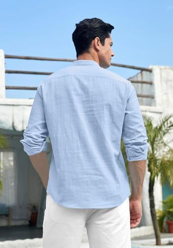 Royalscout Men Cotton Blend Full Sleeve Short Kurta Sky