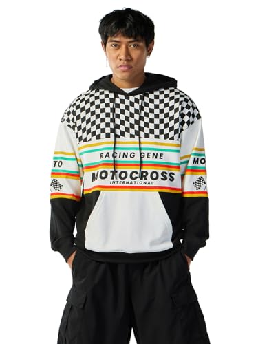 Bewakoof Heavy Duty 1.0 Mens Graphic Print Oversized Fit Full Sleeve Poly Cotton Hoodies_644551_White_M