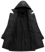 Chrisuno Women Long Trench Coat Front Zipper Up Tailcoat Jacket Dress Coat Travel Peacoats Black 2XL