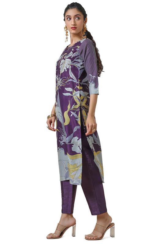 Soch WomenS Poly Muslin Kurta Set (Ewa4Ks10421A_Purple