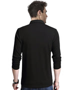 Noble Monk MenS Polo Neck Full Sleeves Solid T-Shirt Black