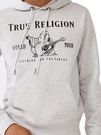 True Religion Men's Buddha Fleece Hoody, Oatmeal Heather/Metallic Blk, XX-Large