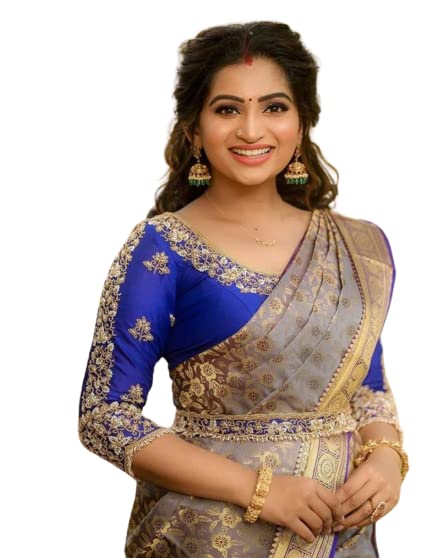 Flosive WomenS Present Banarasi Soft Lichi Silk Saree Beautiful Jacquard Rich Pallu Design Work Zari Woven Ayn Kanjivaram Silk 