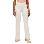 BlissClub Ultimate Flare Pants for Women Above 55 ft Tall | Ribbed Waistband, 4 Pockets | High Waist Trousers and Formal Pants 