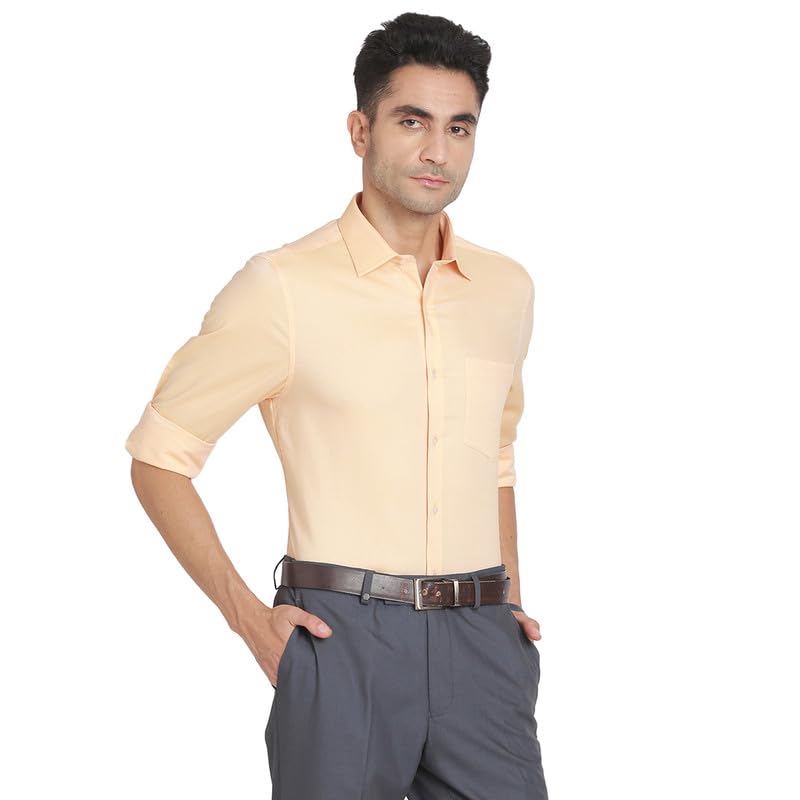 Turtle Men 100% Cotton Light Pink Self Design Slim Fit Full Sleeve Formal Shirt
