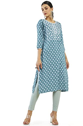 Soch Women Blue Rayon Printed Kurta(8907715948486_Blue_2Xl)