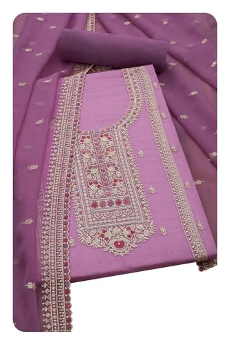 Soch Women Crinkle Chiffon Embroidered Unstitch Dress Material with Thread Work