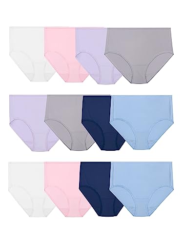 Fruit of the Loom Women's Underwear Microfiber Panties (Regular & Plus Size), Brief-12 Pack-Assorted, 6