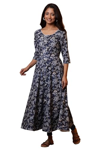 Aurelia WomenS Rayon Floral Regular Kurta (24Fea14855_Blue