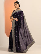 Libas Womens Embroidered Silk Blend Saree With Blouse Piece