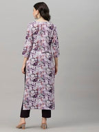 ANNI DESIGNER Womens Cotton Blend Straight Fit Printed Kurta with Pant (SouthZ Purple-NW_S_Wine_Small)