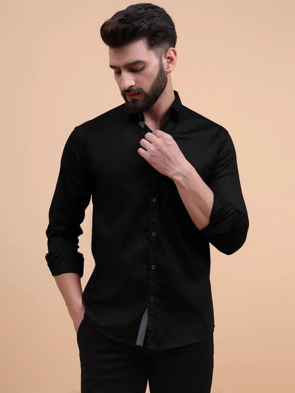 Tee Projekt Solid Shirt for Mens,Solid Shirt for Mens, Casual Shirt for Men,Full Sleeve Spread Collar Shirt for Men, Shirt for