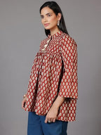 Libas WomenS Cotton Floral A-Line Kurti (29064 Rust