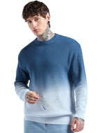 Bewakoof MenS Ombre Oversized Fit Full Sleeve Round Neck Pure Cotton Sweater_680229_Blue_Xl