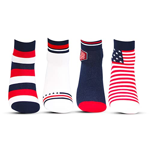 Bonjour MenS Cotton Designer Ankle Socks Pack Of 4, Modern, Multicolour