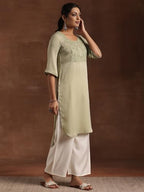 Libas WomenS Polyester Yoke Design Straight Kurta (29205 Green