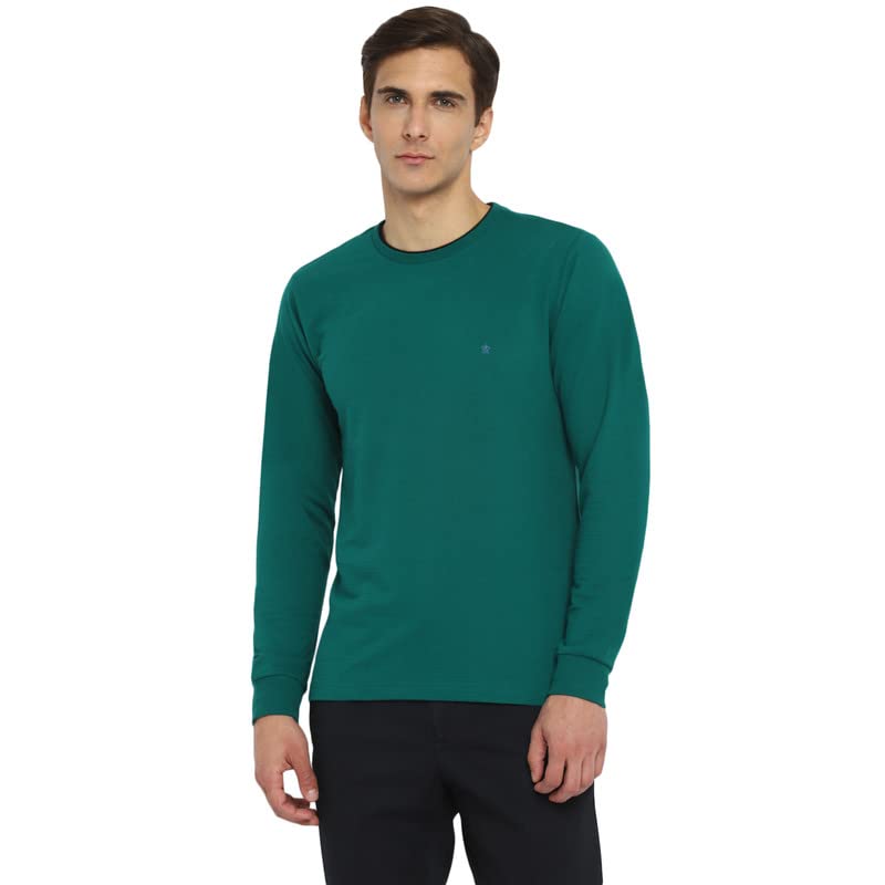 Turtle Men Sea Green Self Design Crew Neck T-Shirts