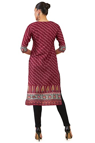 Soch Women Maroon Polyester Printed Kurta