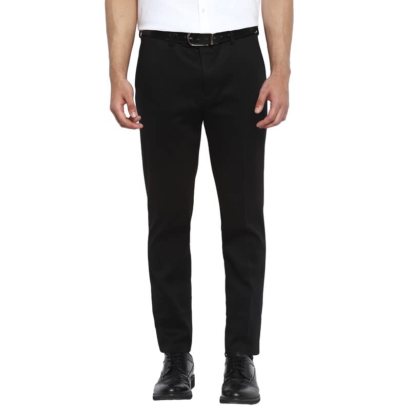 Turtle Men Black Ultra Slim Fit Self Design Knited Trousers