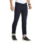 Turtle Men Cotton Dark Blue Narrow Fit Solid Stretchable Jeans
