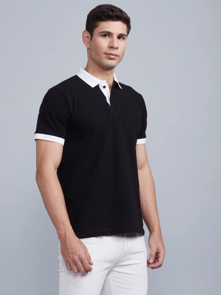 OM SAI LATEST CREATION Mens Polo-Neck Half Sleeves Casual T-Shirt for Men || Varsity Inspired Ragular Wear Classic T-Shirt || M