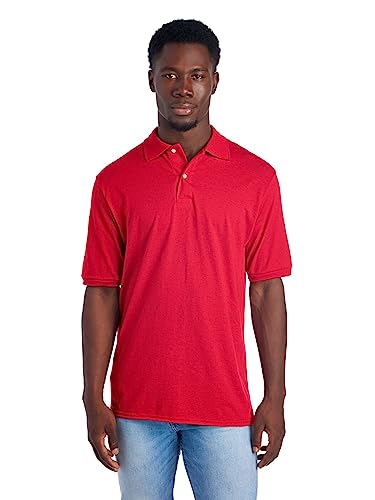 Jerzees Mens SpotShield Stain Resistant (Short & Long Sleeve) Polo Shirt, Short Sleeve - True Red, Large US