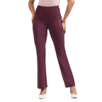 BlissClub Ultimate Flare Pants for Women Above 55 ft Tall | Ribbed Waistband, 4 Pockets | High Waist Trousers and Formal Pants 