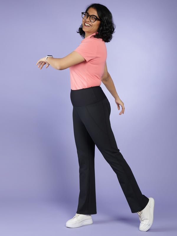 BlissClub Women The Ultimate Flare Pants with 4 Pockets - Tall | Above 5.5 | High Waisted Flared Pants | Polyester