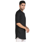 Turtle Men 100% Cotton Black Jacqard Print Slim Fit Ceremonial Kurta