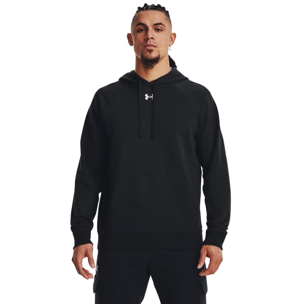 Under Armour Men's Rival Fleece Hoodie, (001) Black / / White, Small
