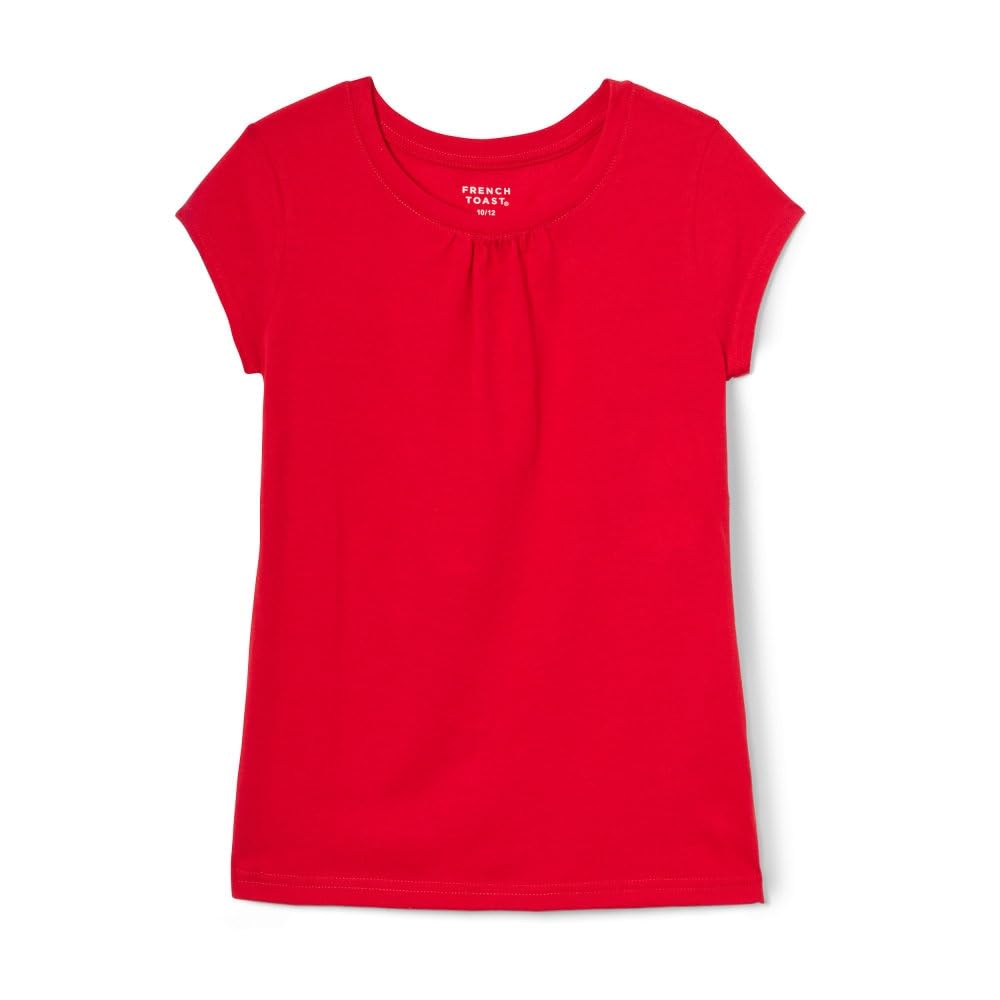 French Toast Girls Toddler Short Sleeve Crewneck Tee TShirt, Red, 4T 4