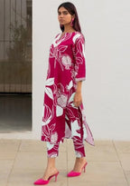ANNI DESIGNER Womens Cotton Blend Straight Printed Kurta with Pant (ANAAR-Pink_XL_Pink_X-Large)