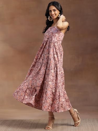 Libas WomenS Cotton Fit And Flare Maxi Dress (26919_Peach