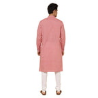 Fabindia MenS Cotton Embroidered Slim Fit Kurta (1028144Red_Pink