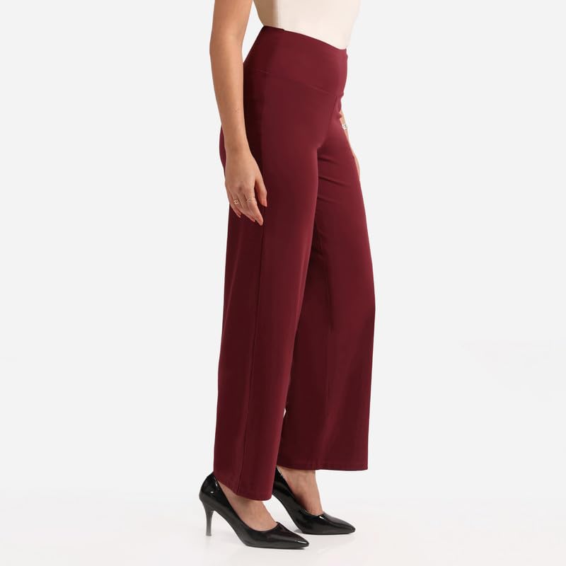 BlissClub Ultimate Wide Lite for Women Above 55 ft Tall | High Waist Trousers and Formal Pants for Office wear | Comfortable fi