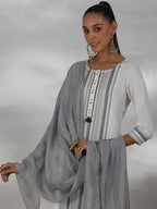 Libas Womens Printed Cotton Blend Straight Kurta With Trousers And Dupatta