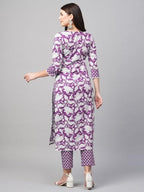 ANNI DESIGNER Womens Rayon Blend Printed Straight Kurta with Pant (Pustak Begani_S_Begani_Small)