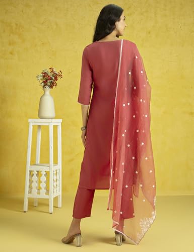 Kaari Roman Silk Womens Kurta Set (KAAAW24WSKD-78860_Rozaana Pink