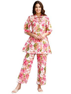 GRECIILOOKS Womens RAYON ETHNIC CO-ORD SET Standard Length Kurta (GL-W1938&TR960_PINK_M)