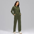 BlissClub Womens BareButter Straight Pants, High Rise, Straight fit,Pockets, Comfortable Waistband,Tall Variant Above 55