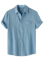 TAGDO Mens Solid Shirt with Chest Pocket Short Sleeve Shirt for Summer Outdoor Activities (Sugar-Shirt-5182-Aqua-XXL)