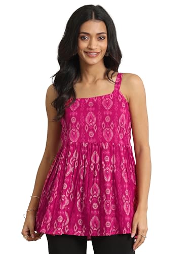 Libas WomenS Cotton Abstract Anarkali Kurti (29387O_Pink_Xl)