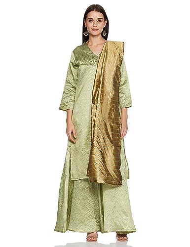 Ketch Polyester Womens Kurta&Sharara&Dupat (Khk3000469_Sea Green