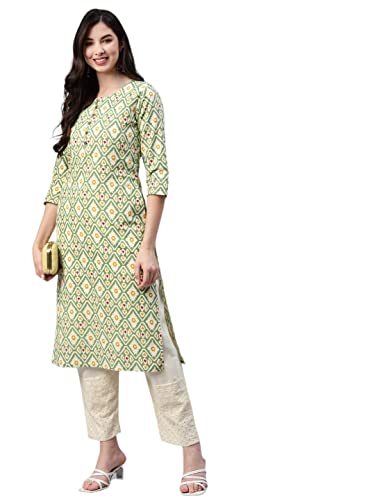 Aarika WomenS Cotton Regular Tunic Shirt (Kurti-W-Nm-A-110_Green_Xl)