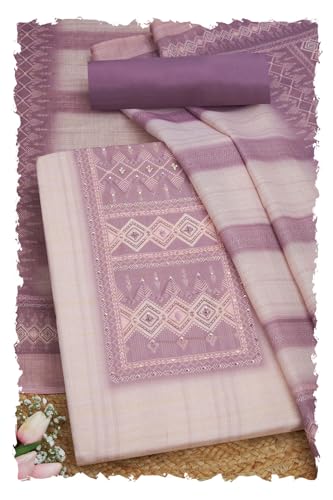 Soch Women Linen Shimmer Geometric Print Unstitched Dress Material Sequins